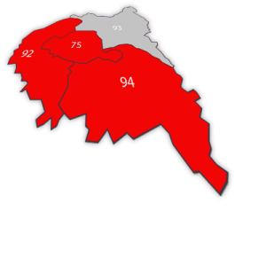 Carte des zones d'intervention en région parisienne